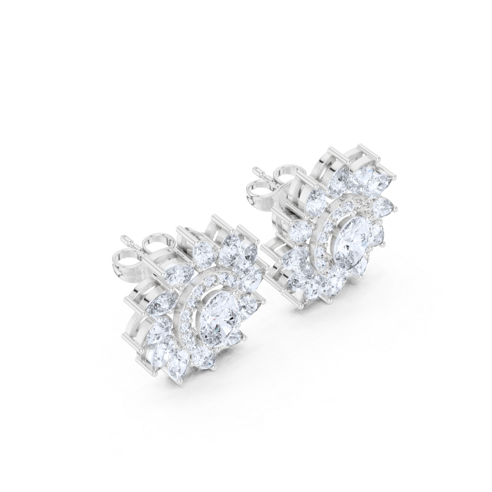 Sunflower Sparkle Oval Diamond Studs