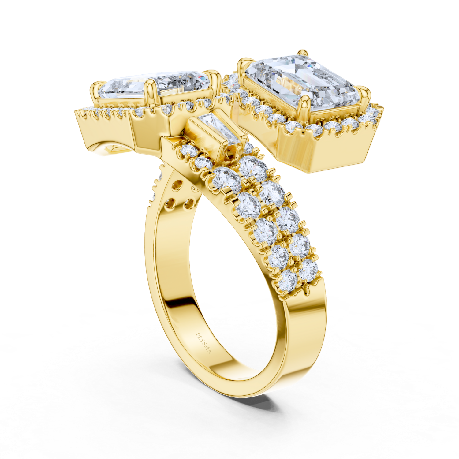 Double Emerald Cut Center Stone Halo Diamond