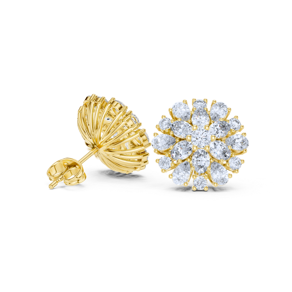 Golden Radiance Floral Studs