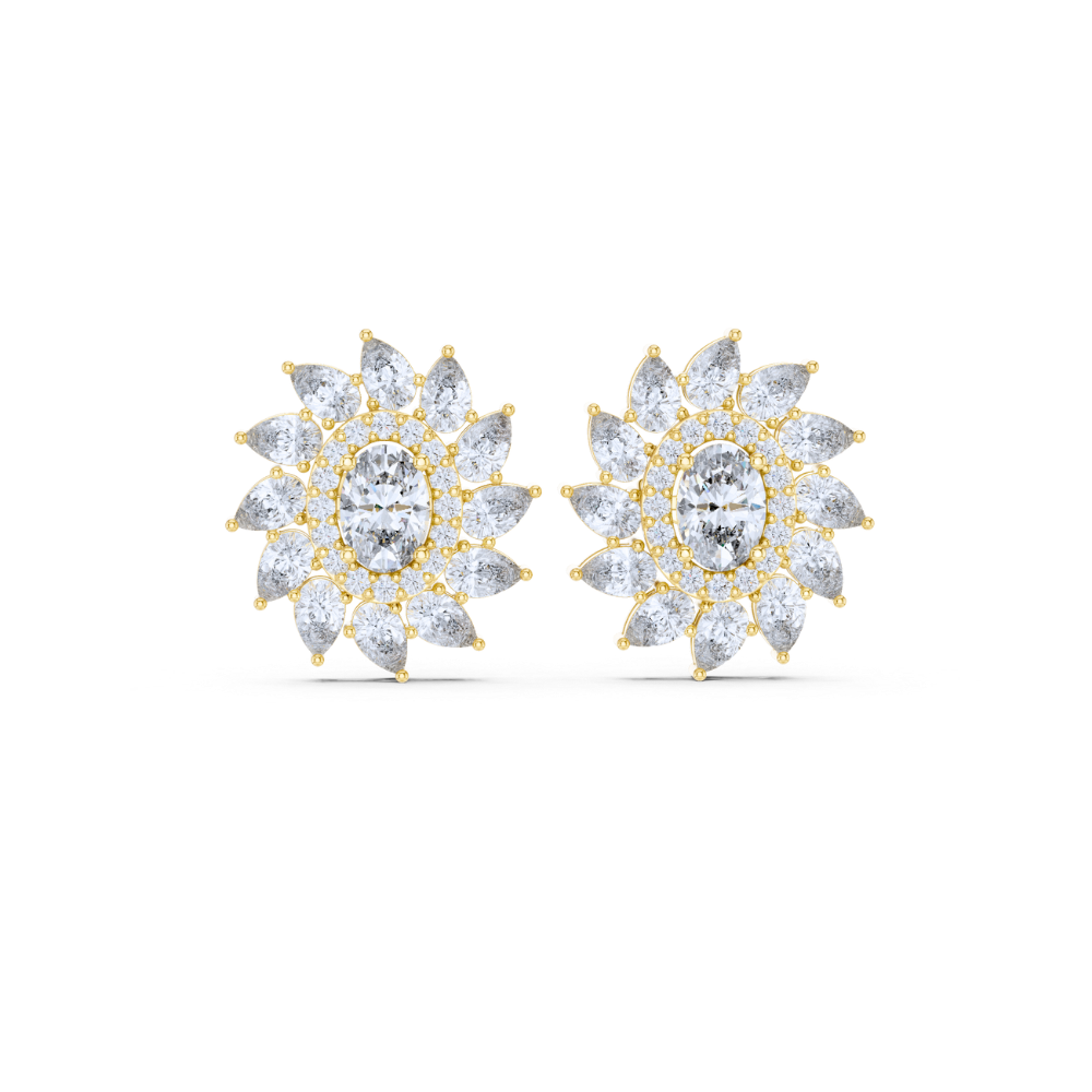 Sunflower Sparkle Oval Diamond Studs