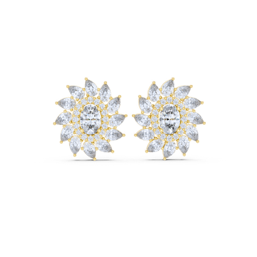 Sunflower Sparkle Oval Diamond Studs