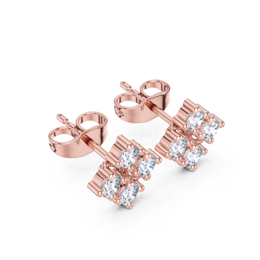 Radiant Blossom Diamond Stud Earrings