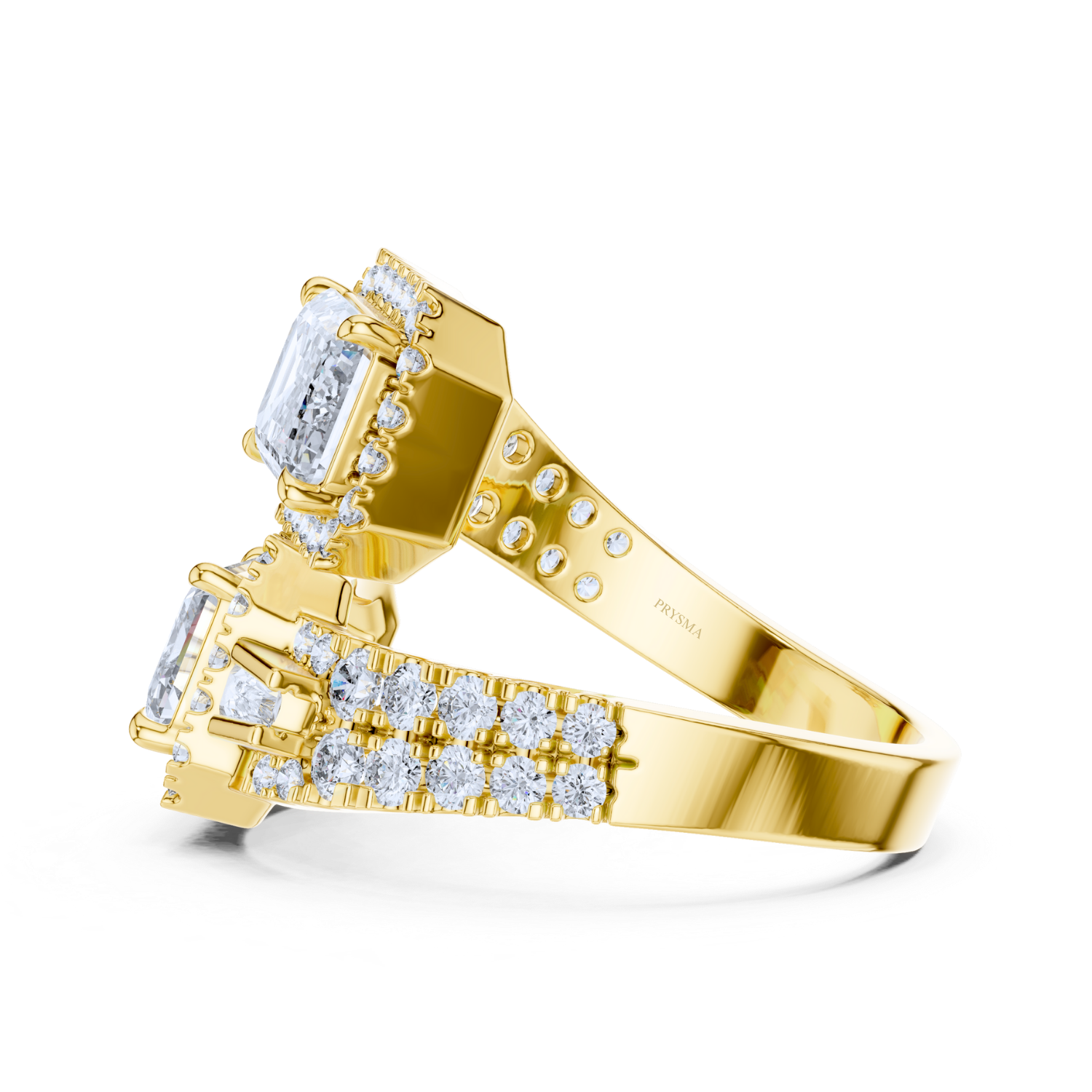 Double Emerald Cut Center Stone Halo Diamond