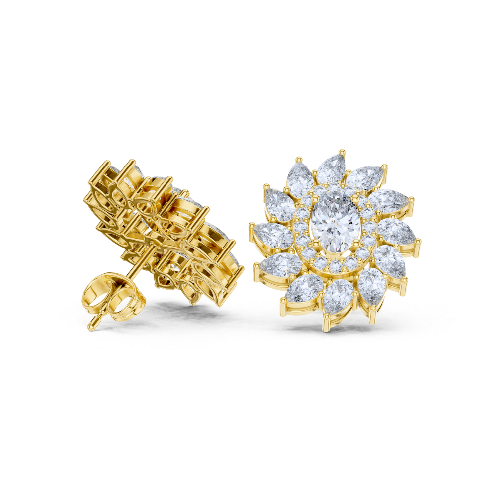 Sunflower Sparkle Oval Diamond Studs