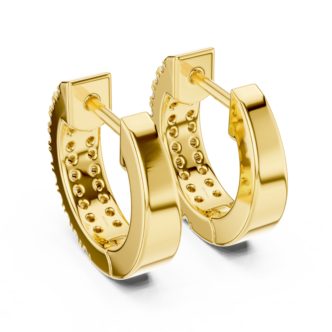 Double Row Diamond Huggie Hoop Earrings