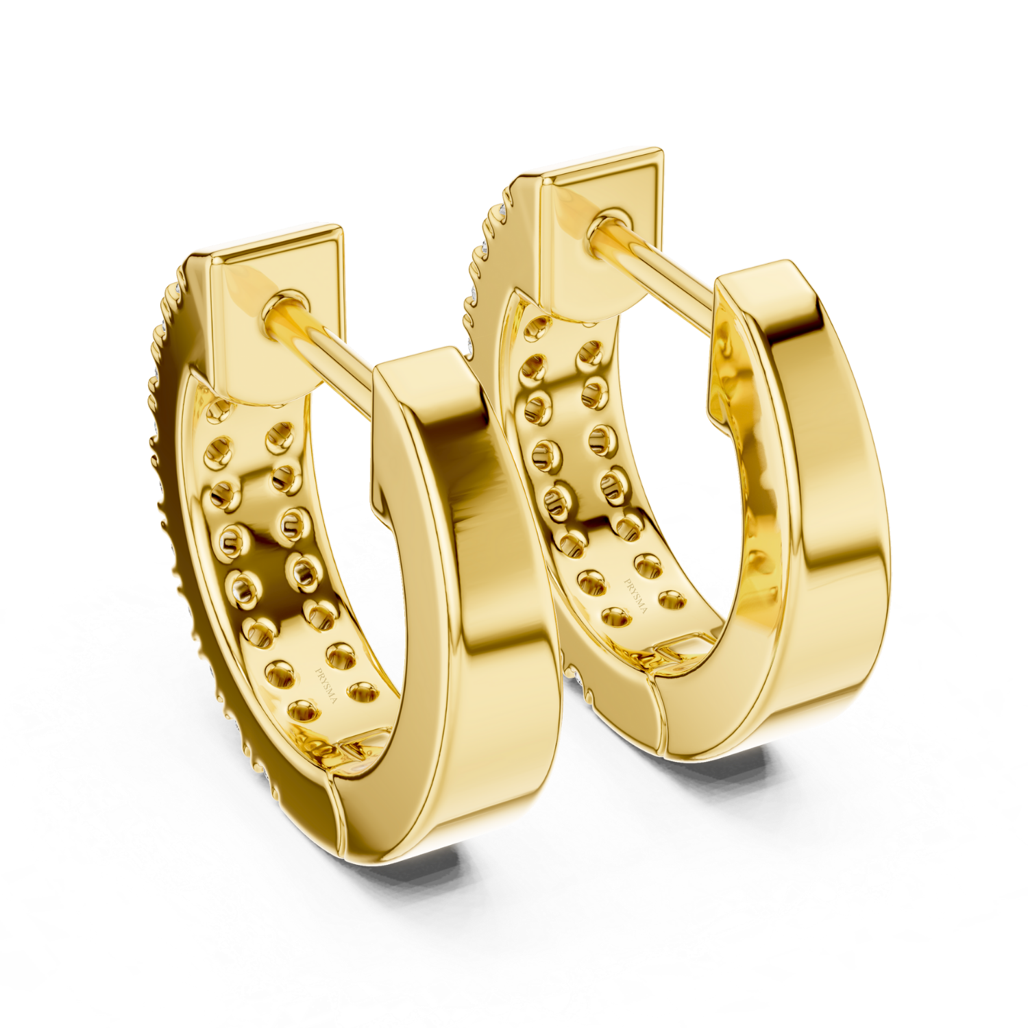 Double Row Diamond Huggie Hoop Earrings