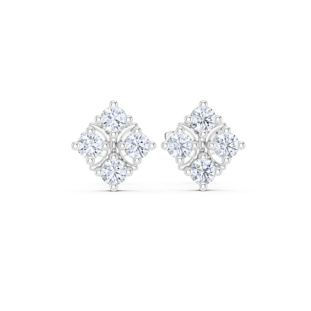 Radiant Blossom Diamond Stud Earrings