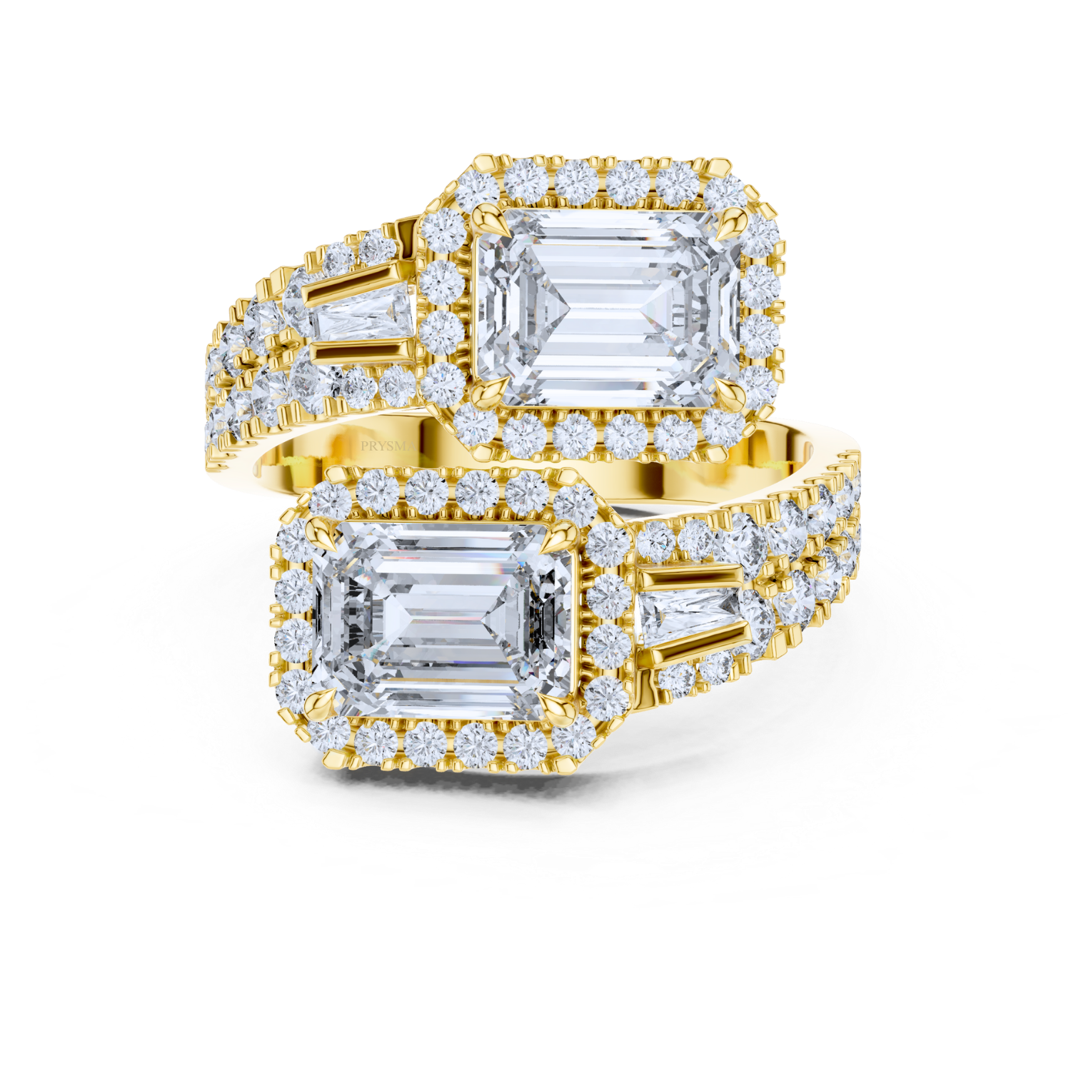Double Emerald Cut Center Stone Halo Diamond