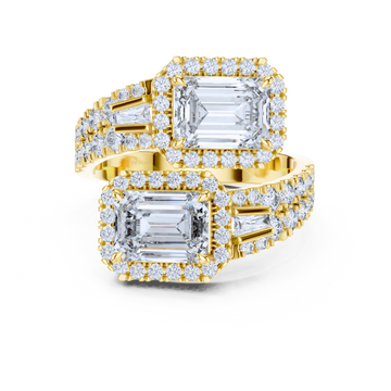Double Emerald Cut Center Stone Halo Diamond