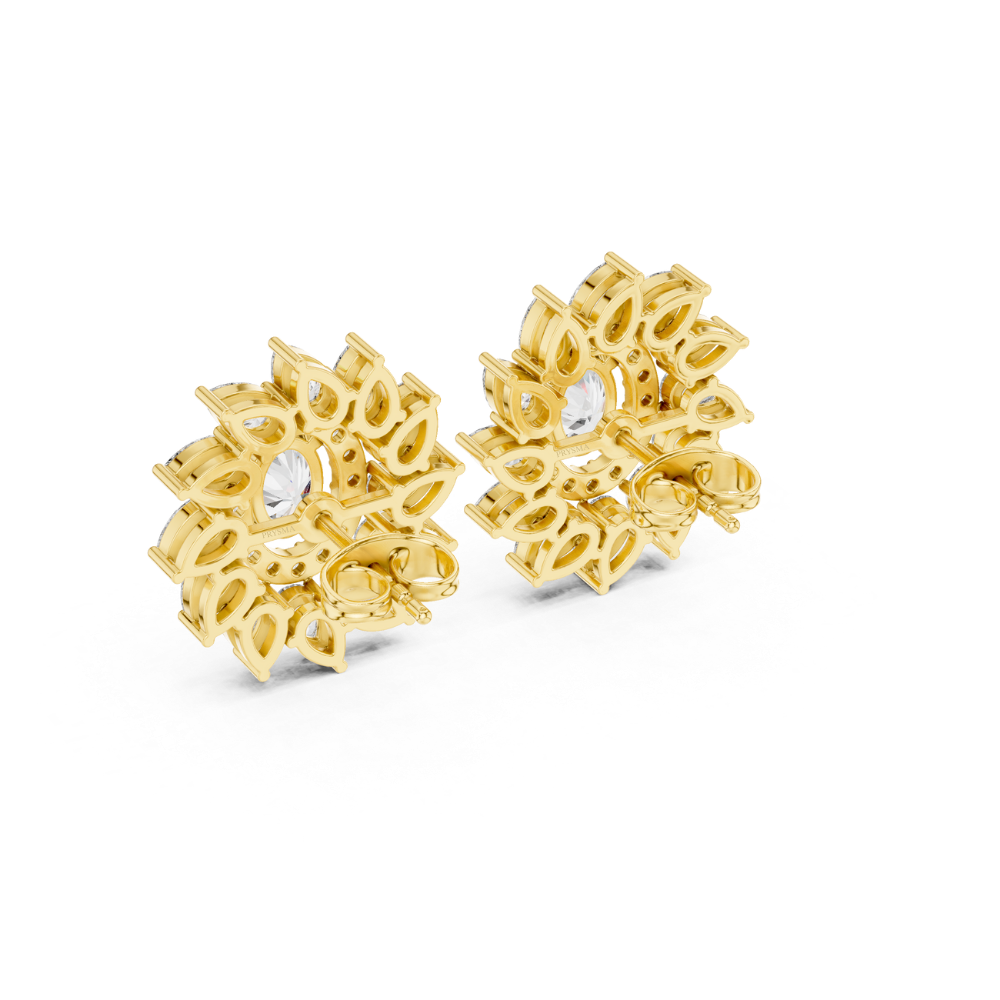 Sunflower Sparkle Oval Diamond Studs