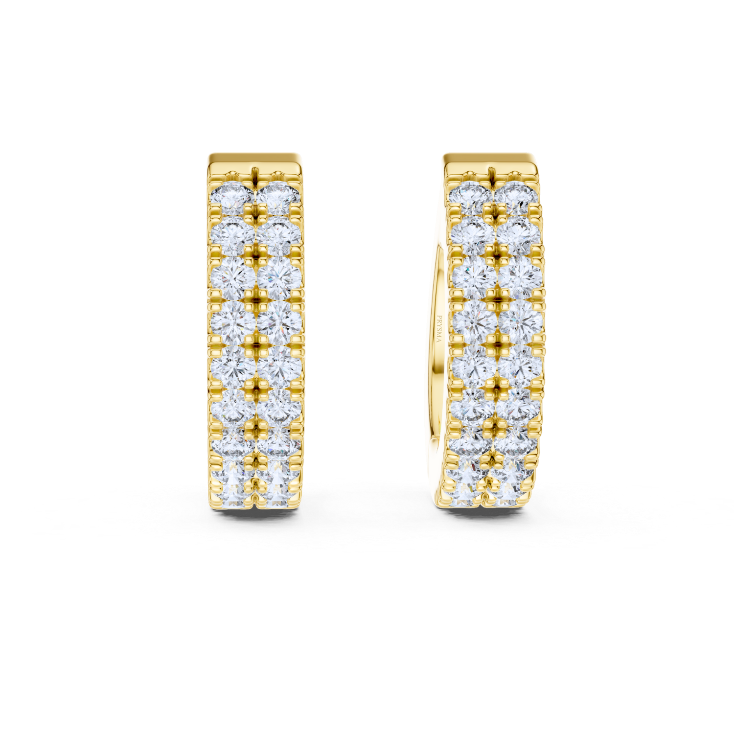 Double Row Diamond Huggie Hoop Earrings