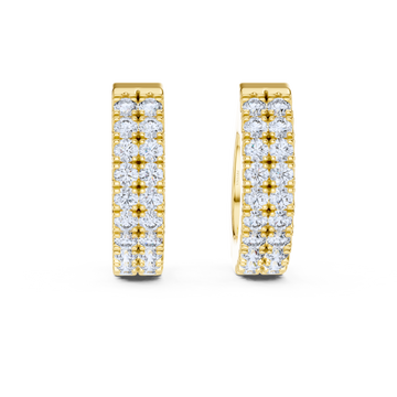 Double Row Diamond Huggie Hoop Earrings