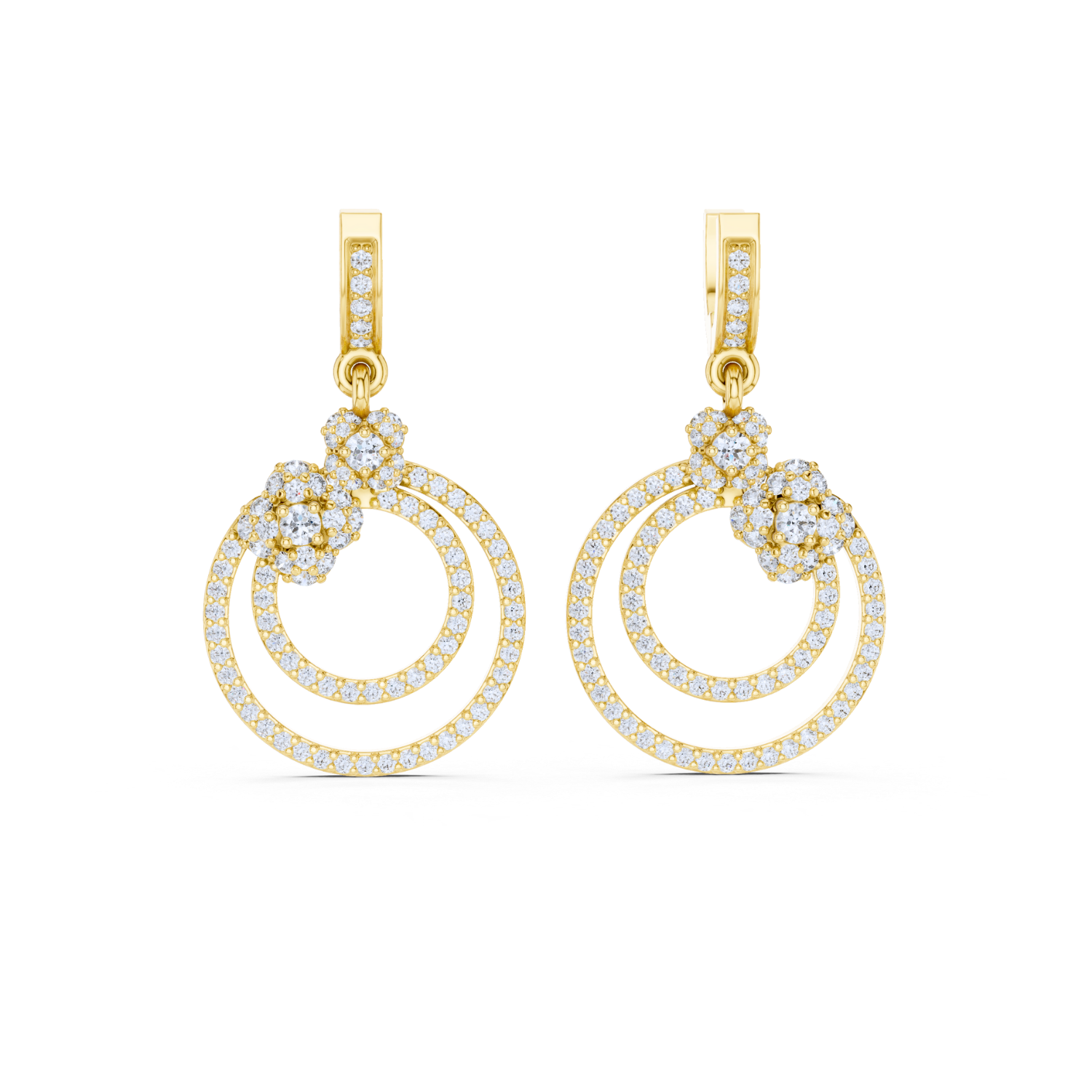 Floral Harmony Dual Circle Drop Earrings