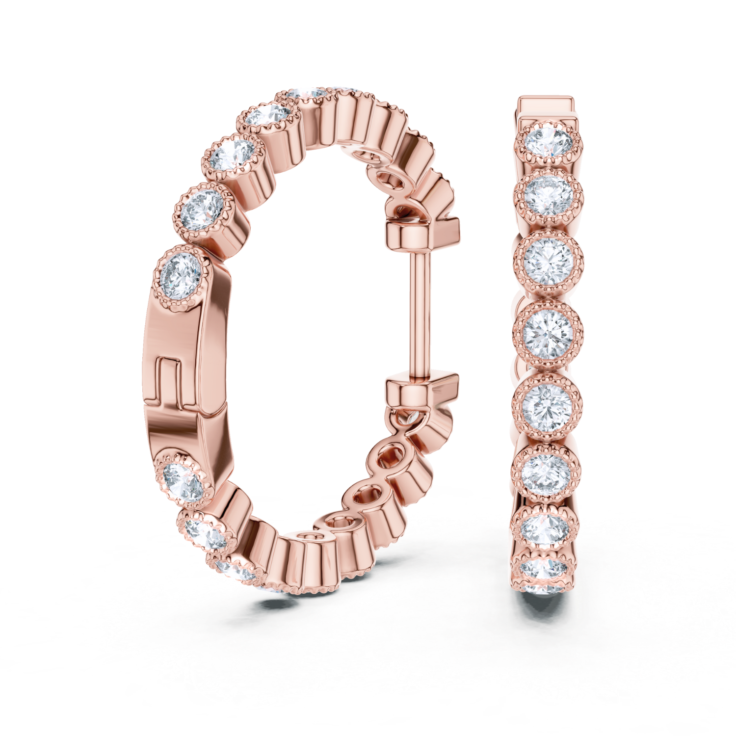 Bezel-Set Diamond Hoop Earrings