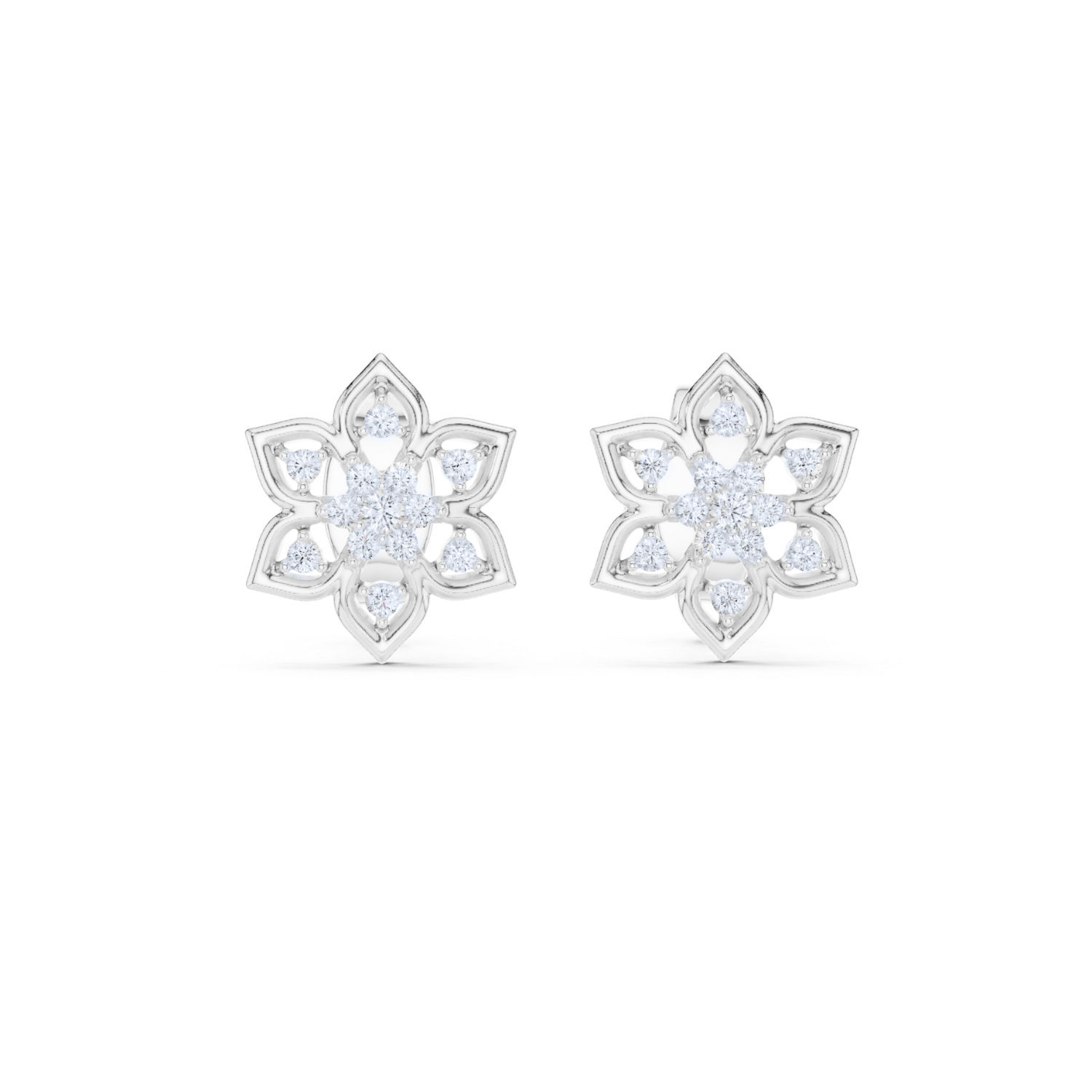 Blossom Petal Diamond Stud Earrings
