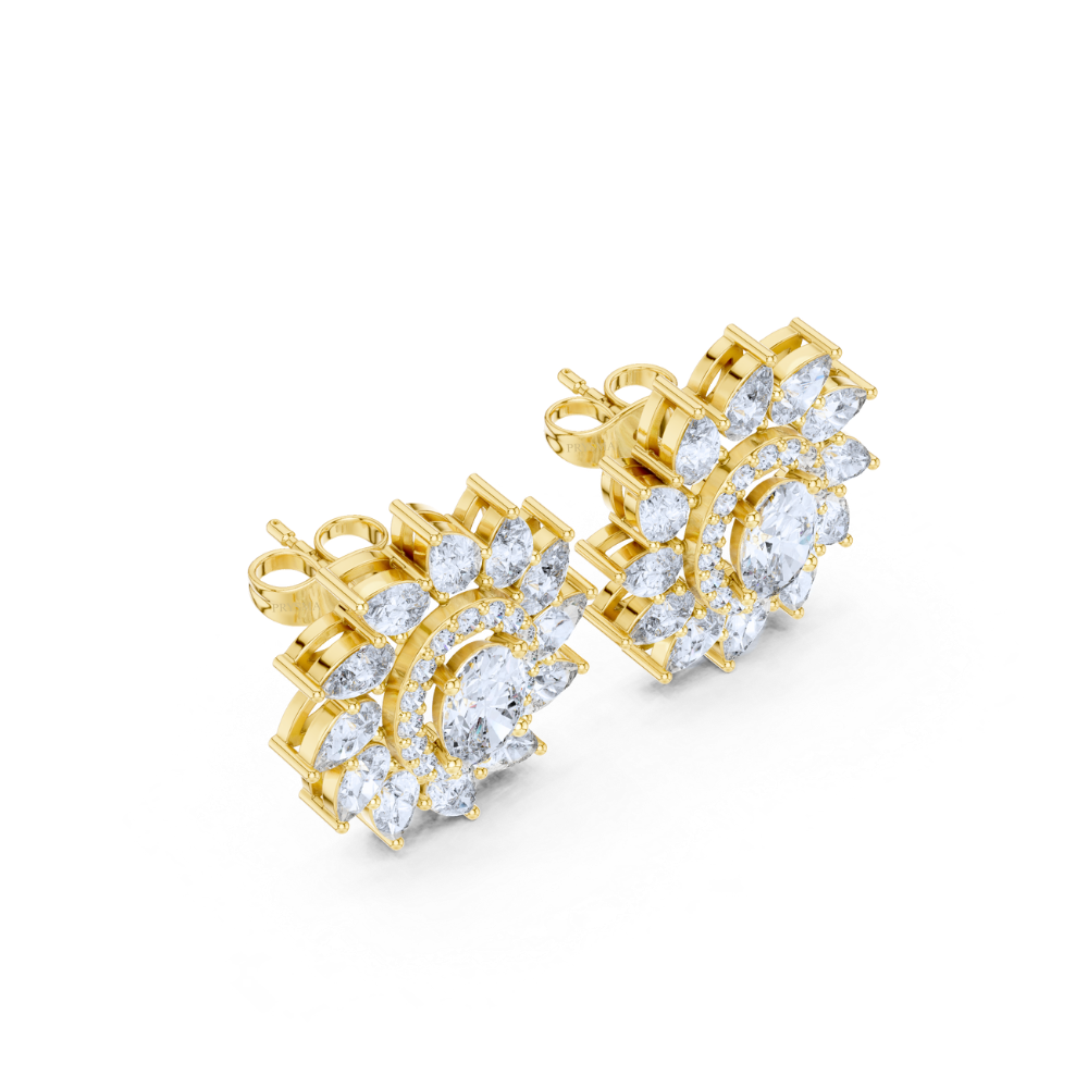 Sunflower Sparkle Oval Diamond Studs