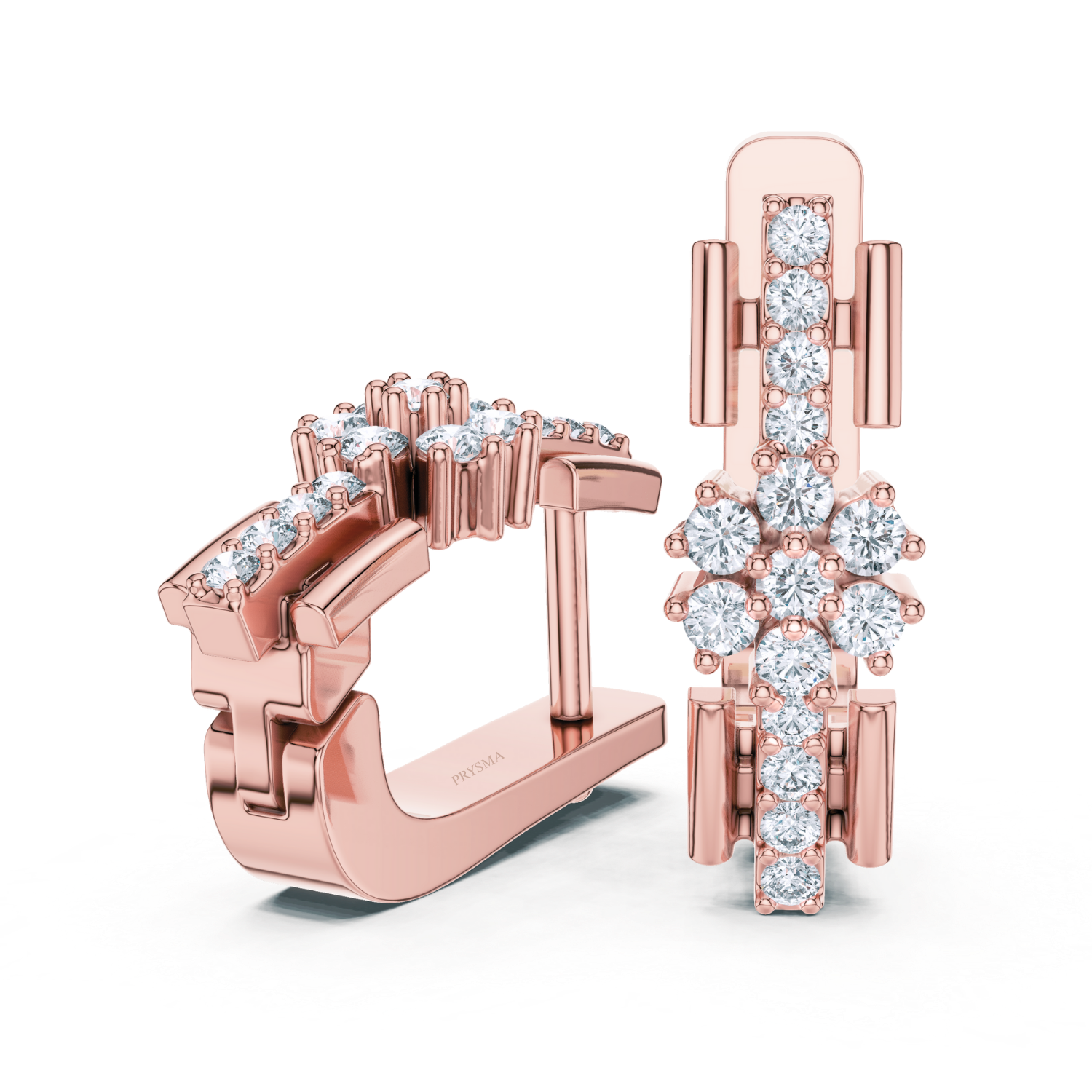 Radiant Snowflake Diamond Huggie Earrings