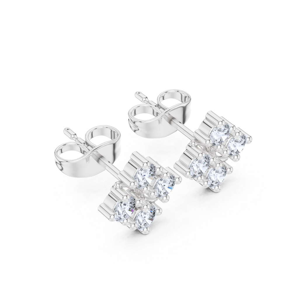 Radiant Blossom Diamond Stud Earrings
