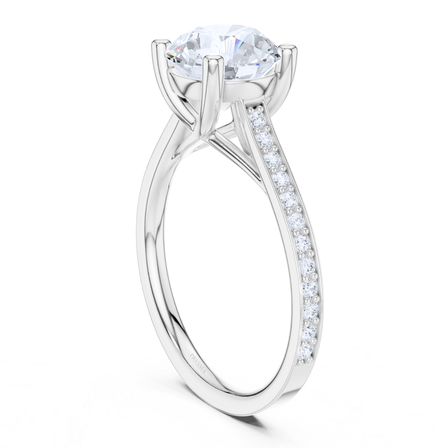 Round Brilliant Cathedral Pave Ring