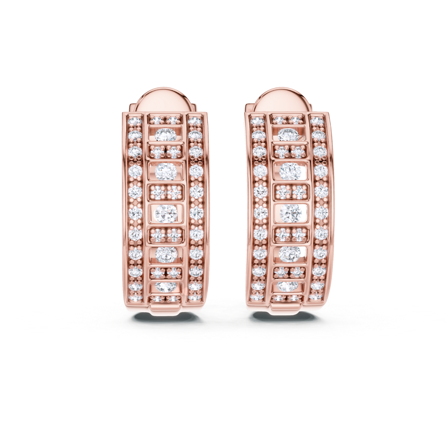 Multi-Row Diamond Hoop Earrings