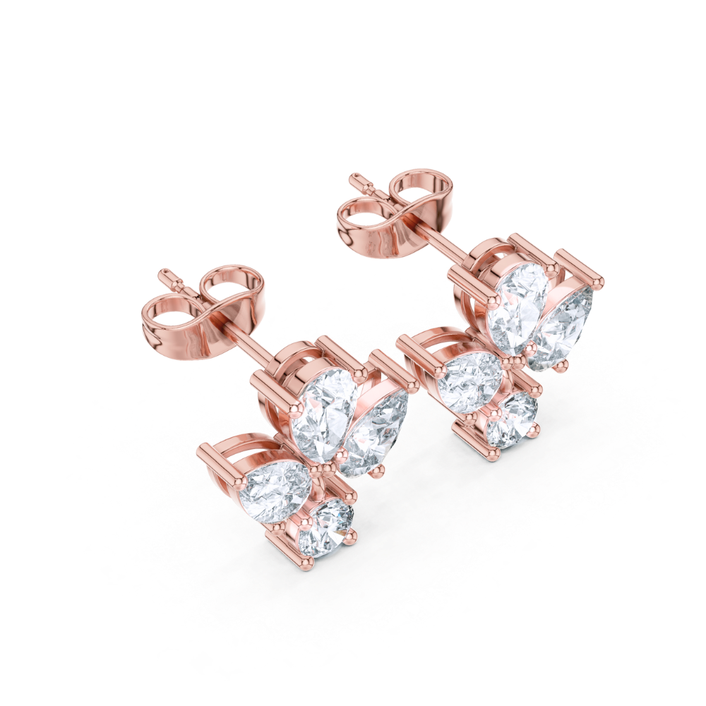 Radiant Bloom Pear Diamond Stud Earrings