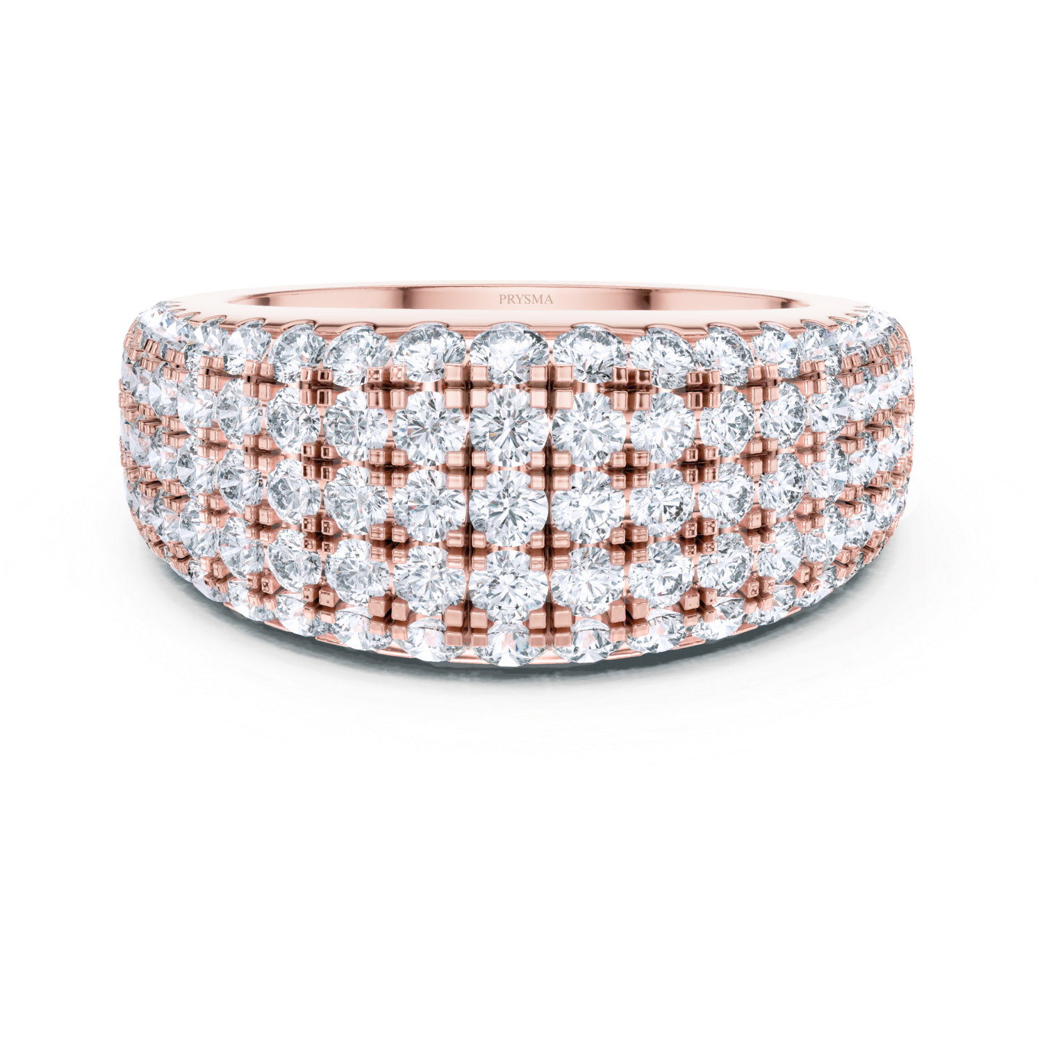 Five-Row Pave Diamond Dome Ring