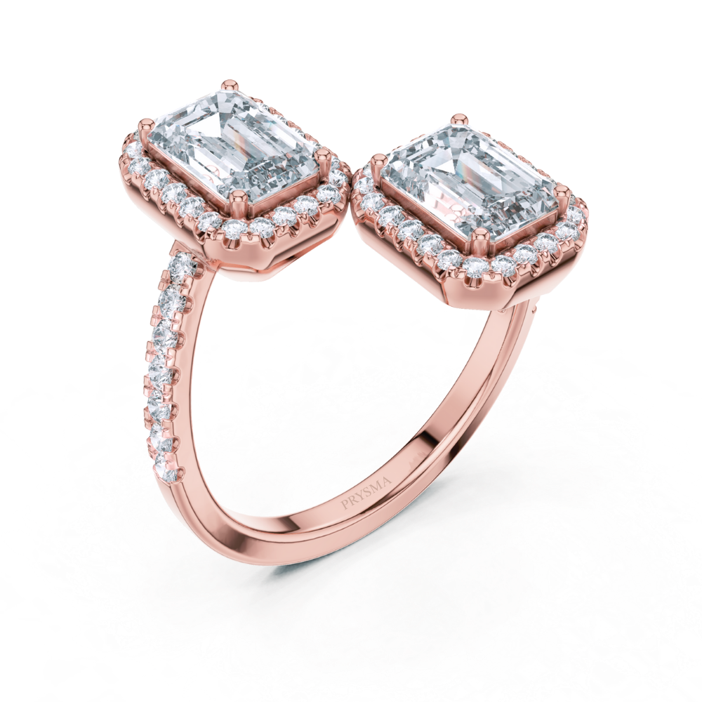 Elysian Dual-Emerald Halo Ring