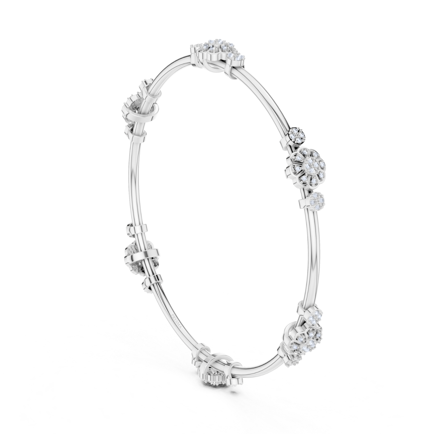 Floral Harmony Diamond Bangle