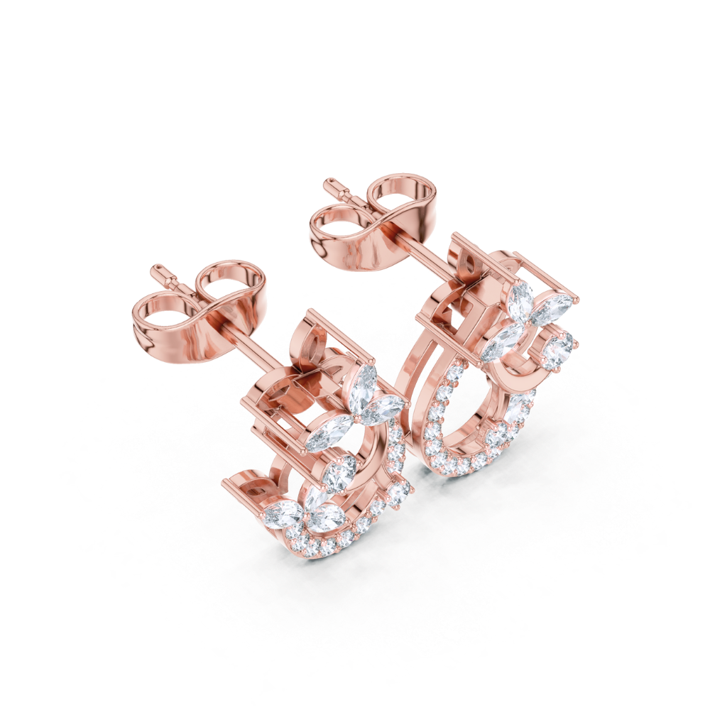Floral Vine Diamond Hoop Studs