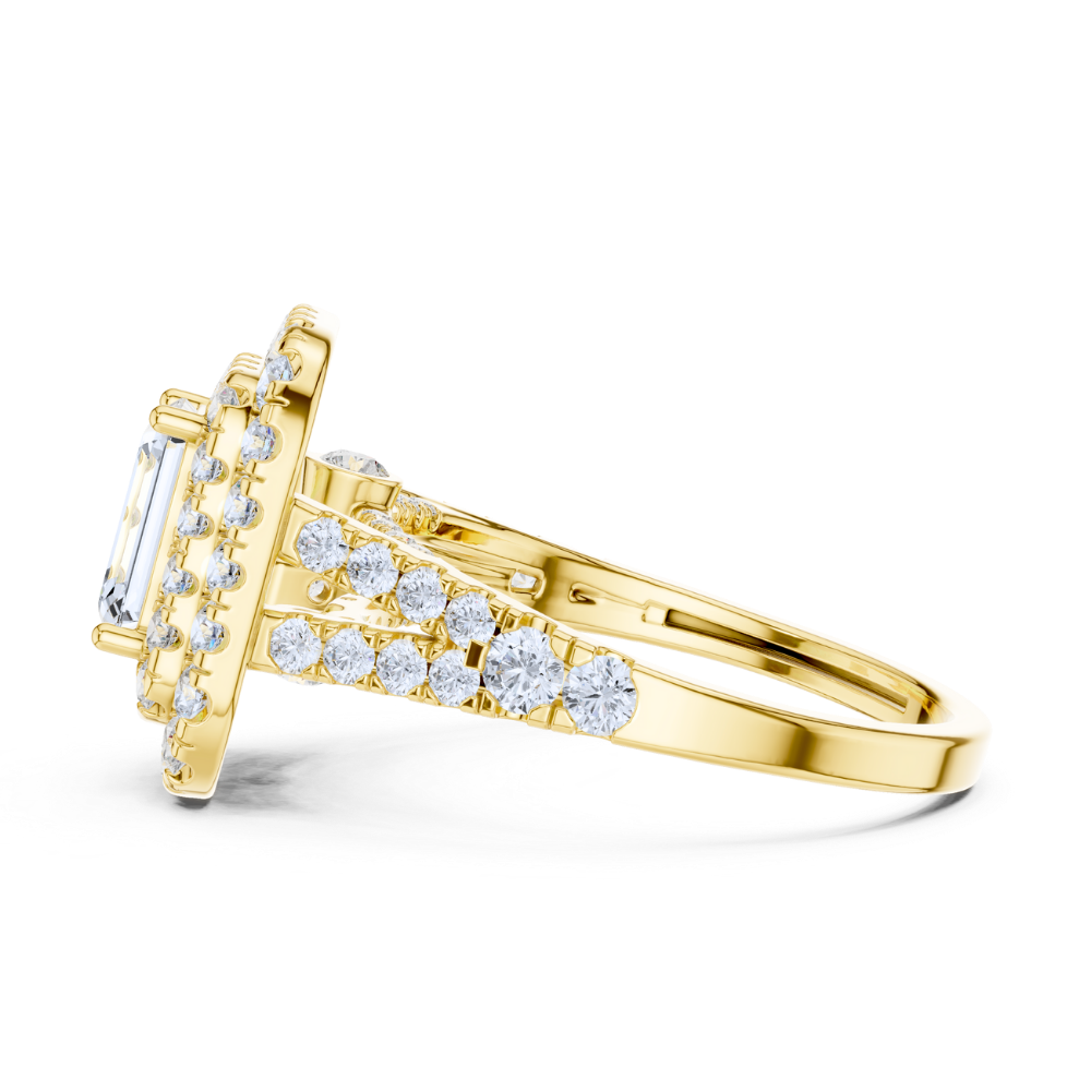 Majestic Double Halo Emerald-Cut Ring