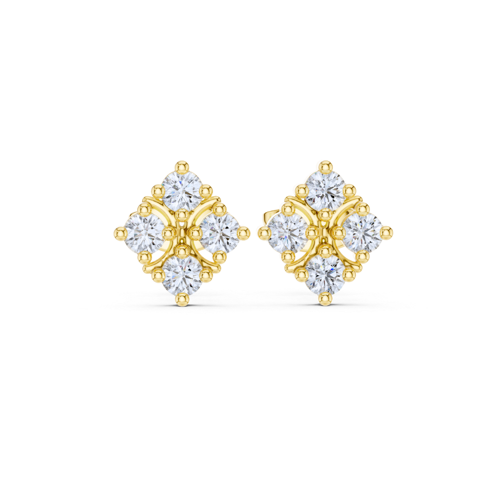 Radiant Blossom Diamond Stud Earrings