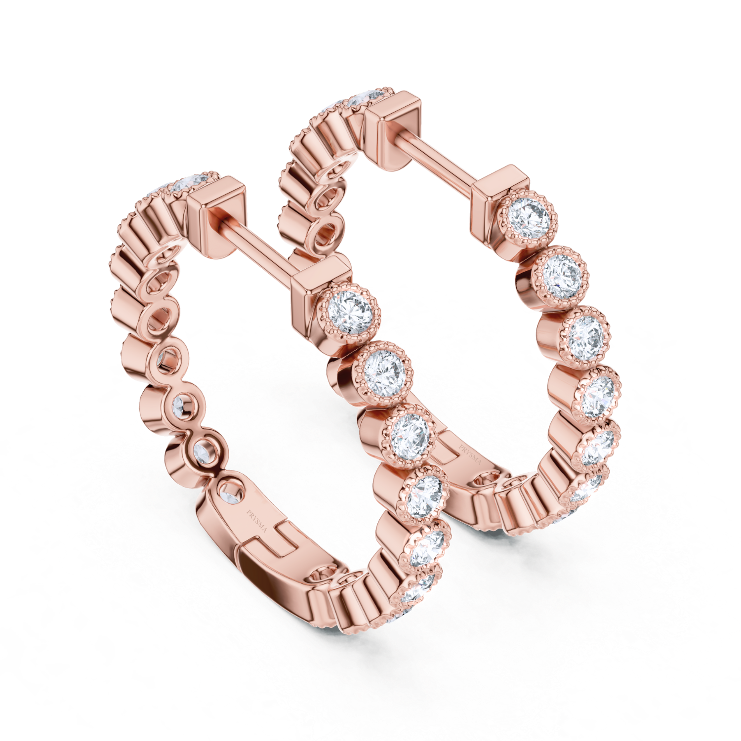 Bezel-Set Diamond Hoop Earrings