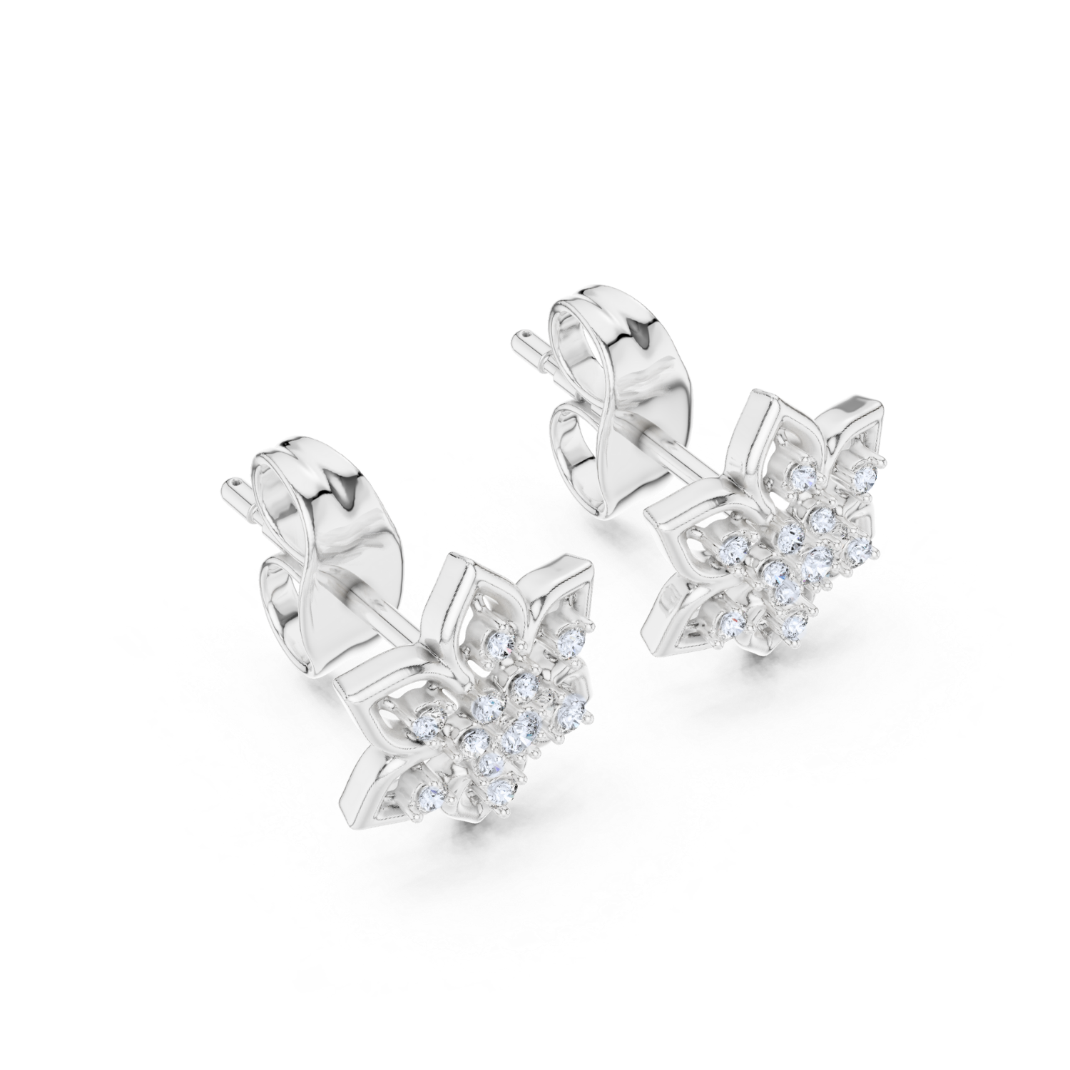 Blossom Petal Diamond Stud Earrings