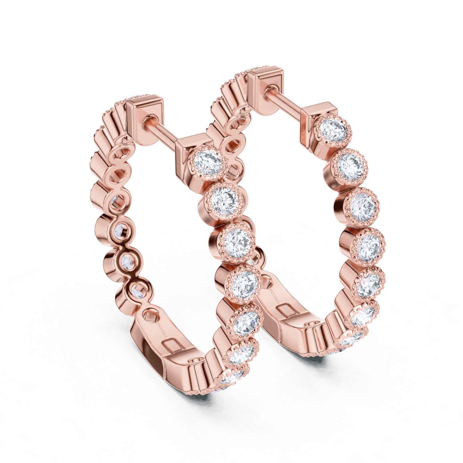 Bezel-Set Diamond Hoop Earrings