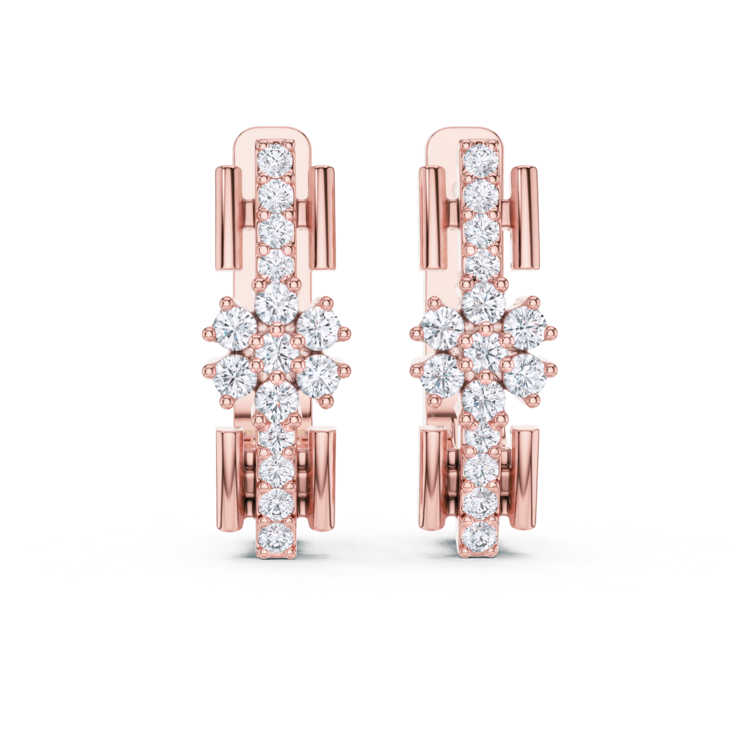 Radiant Snowflake Diamond Huggie Earrings