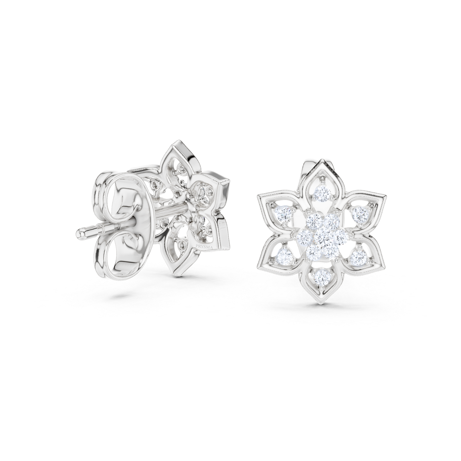 Blossom Petal Diamond Stud Earrings