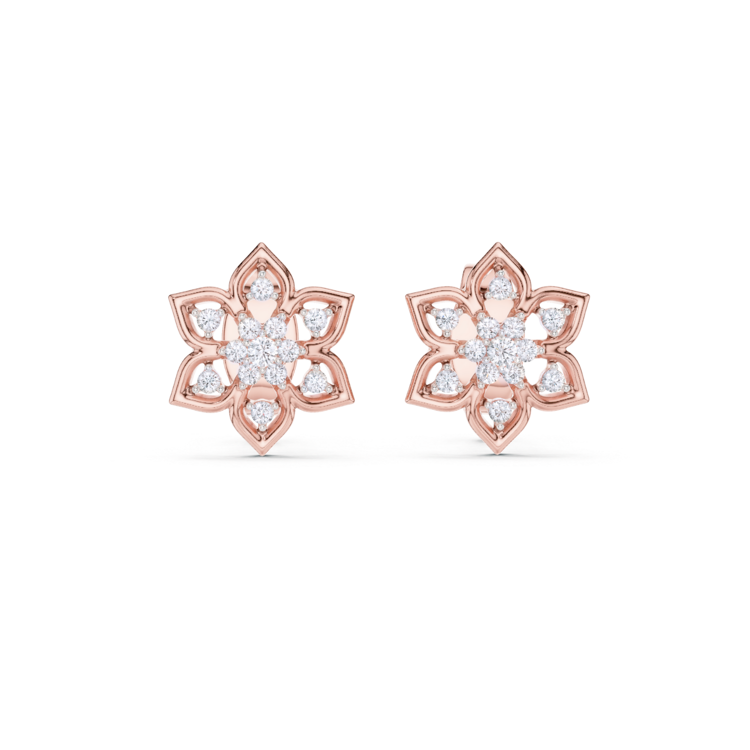 Blossom Petal Diamond Stud Earrings