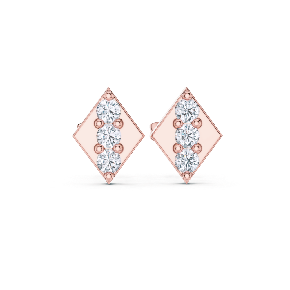 Radiant Rhombus Diamond Stud Earrings