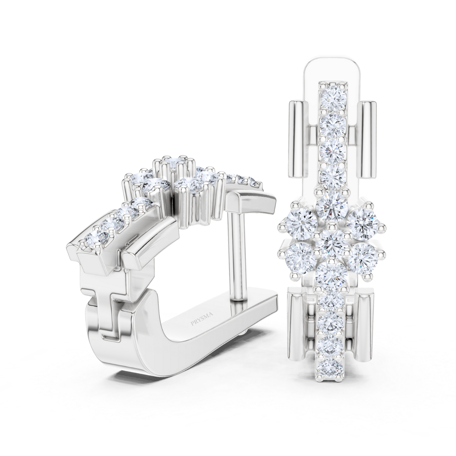 Radiant Snowflake Diamond Huggie Earrings