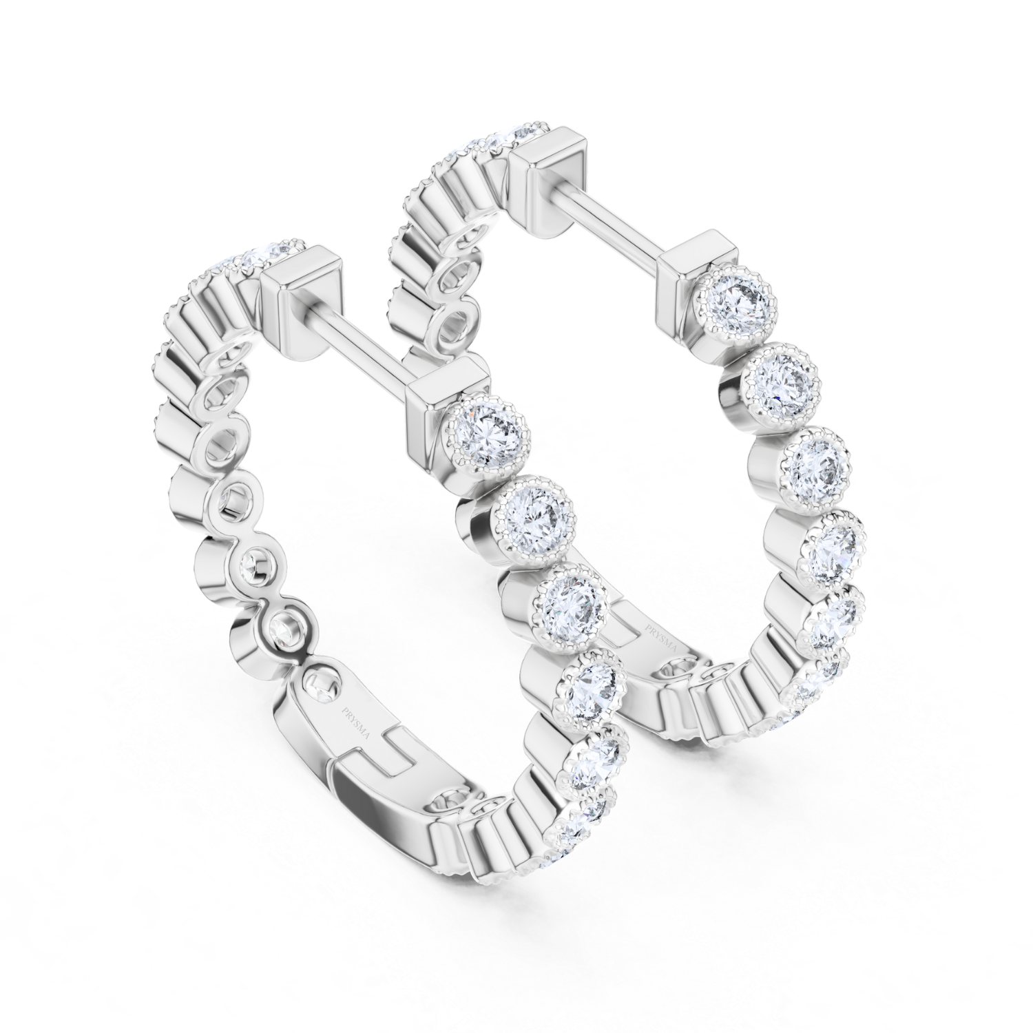Bezel-Set Diamond Hoop Earrings