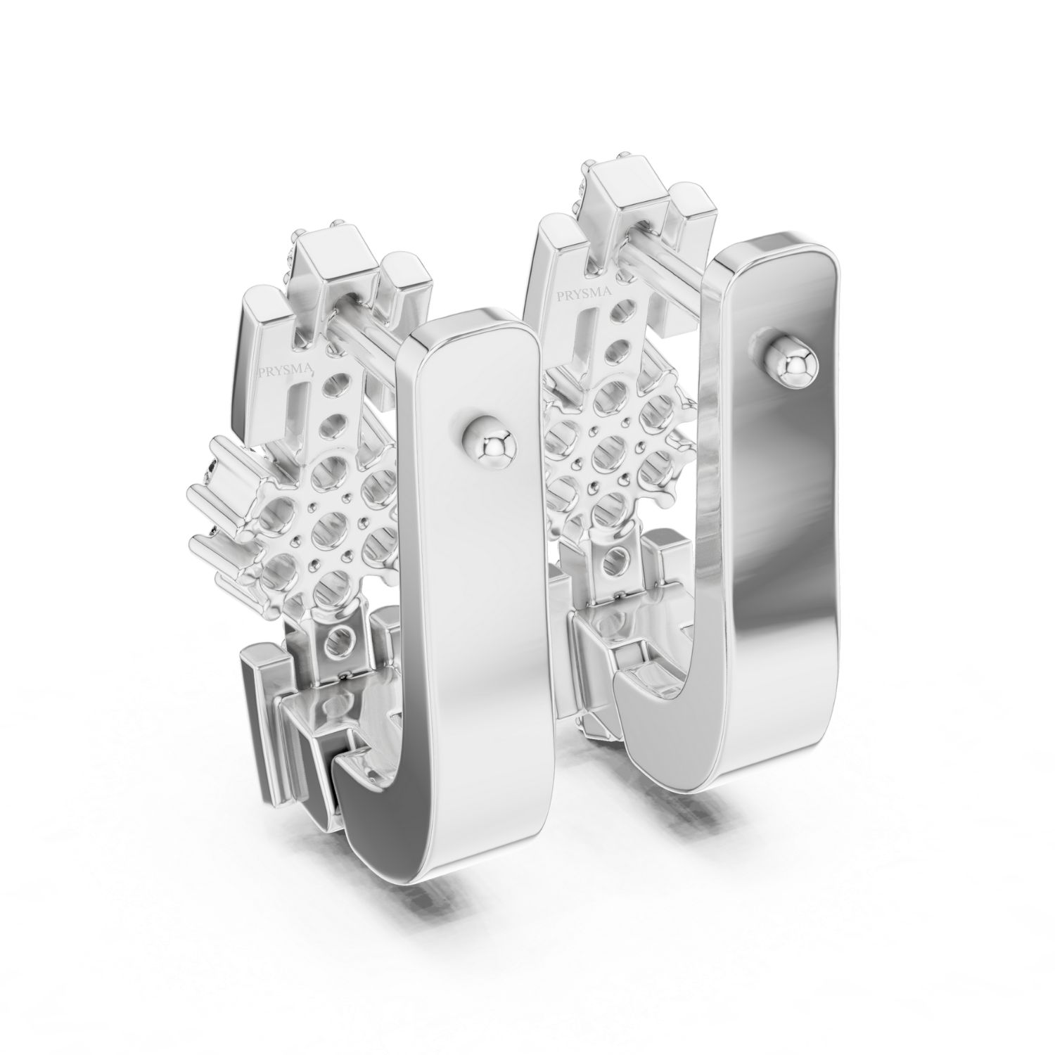 Radiant Snowflake Diamond Huggie Earrings