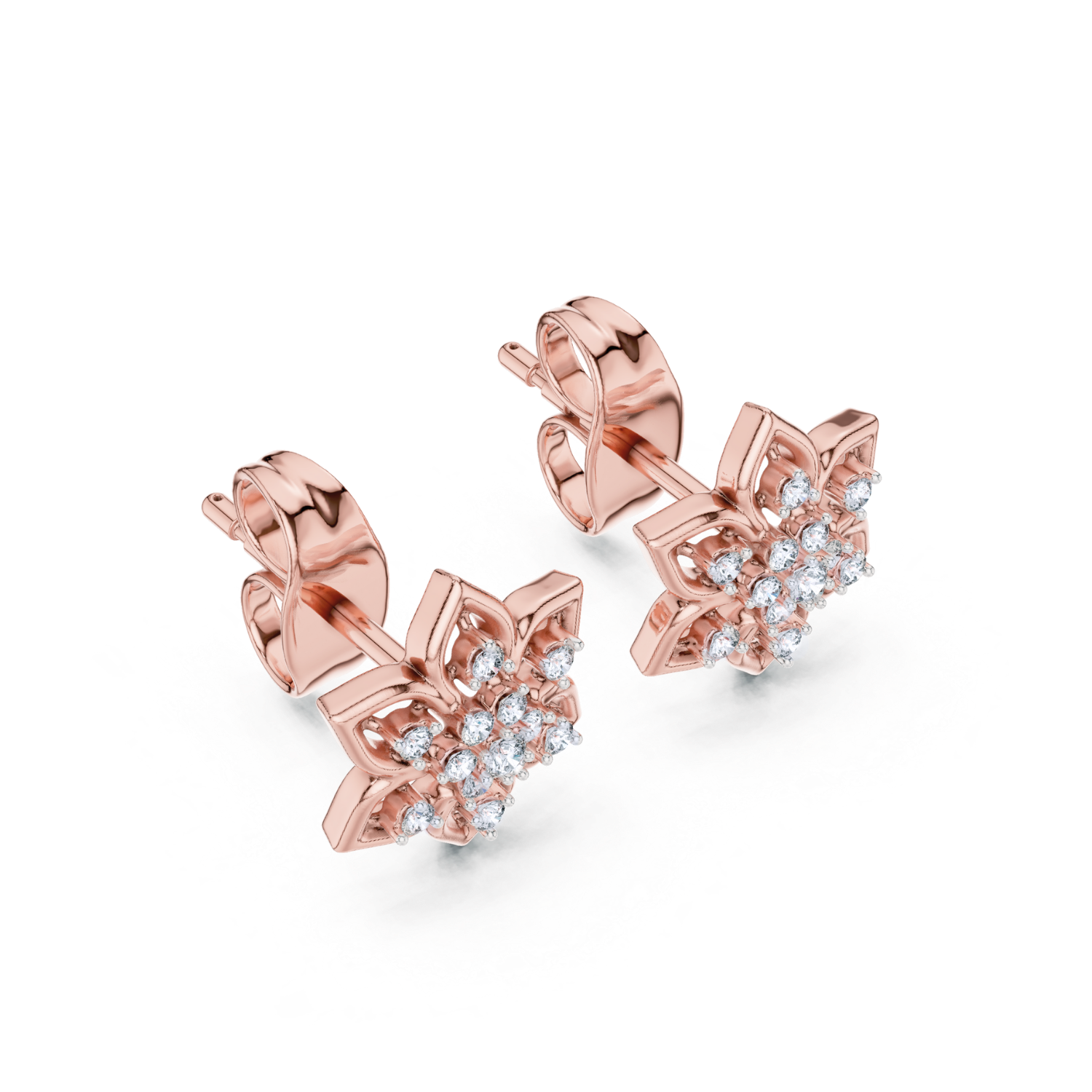 Blossom Petal Diamond Stud Earrings