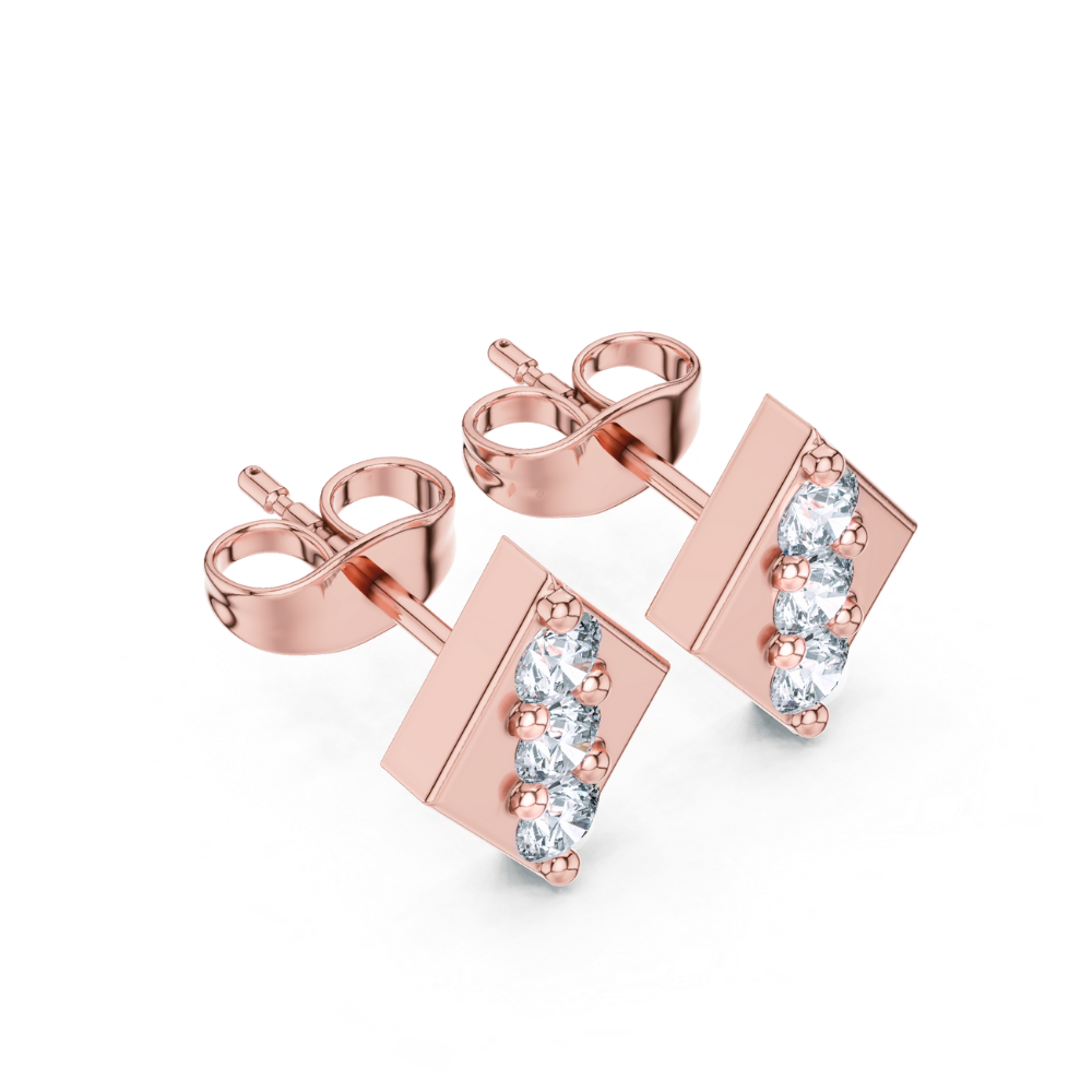 Radiant Rhombus Diamond Stud Earrings