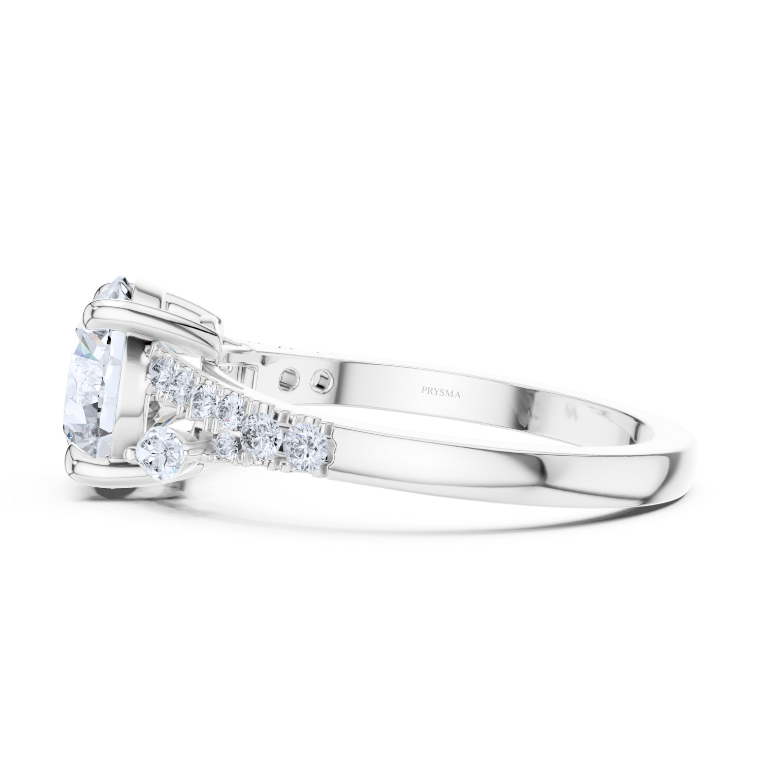 Round Center Stone 6 Prong Marquise & Round Diamond