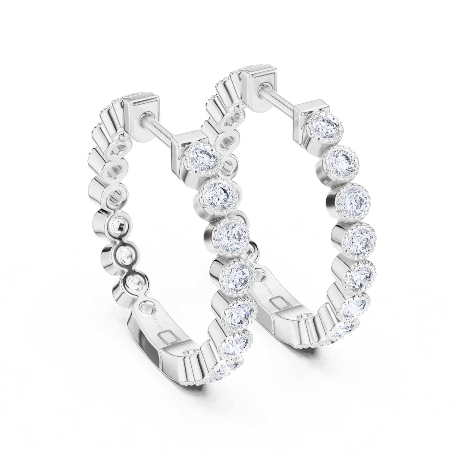 Bezel-Set Diamond Hoop Earrings