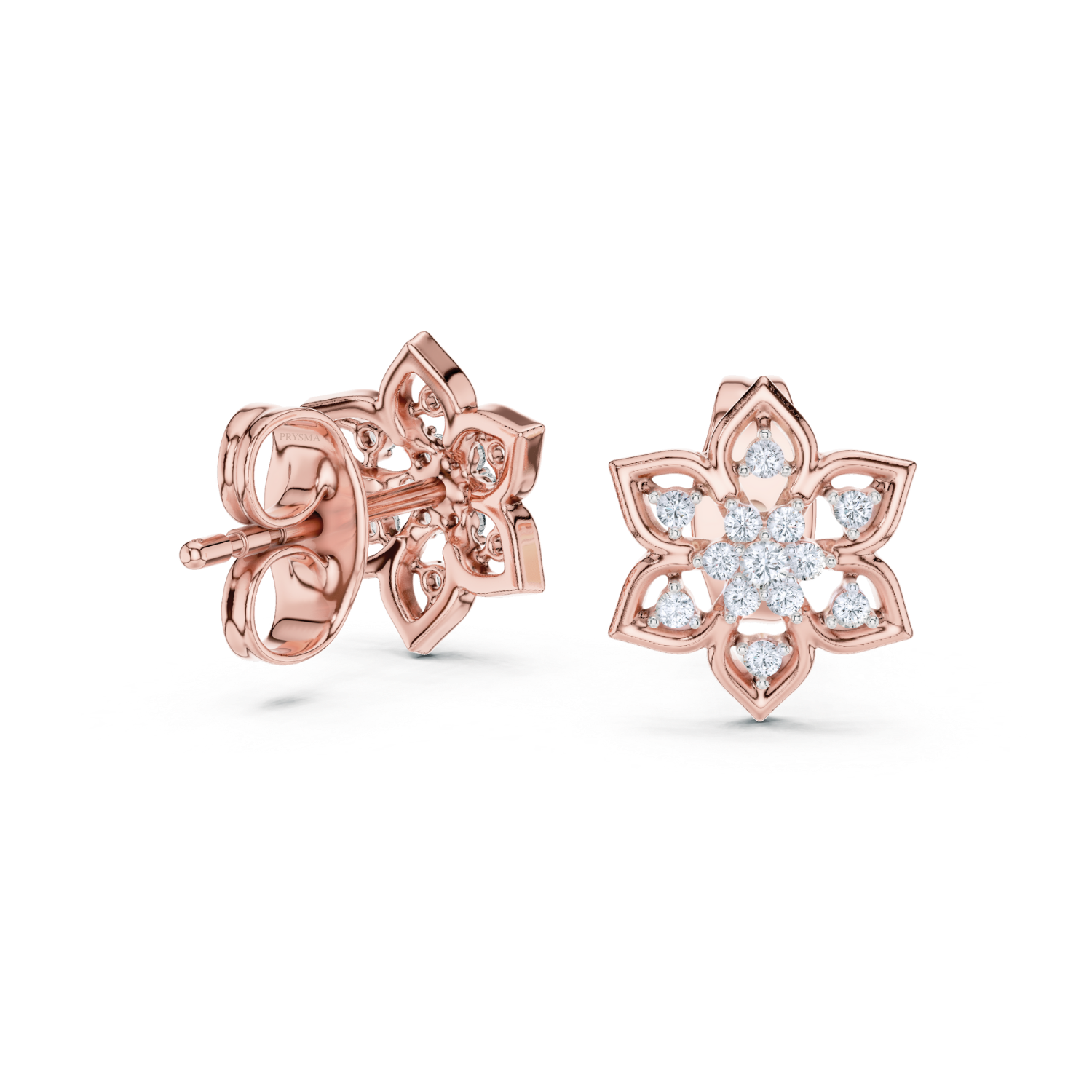 Blossom Petal Diamond Stud Earrings