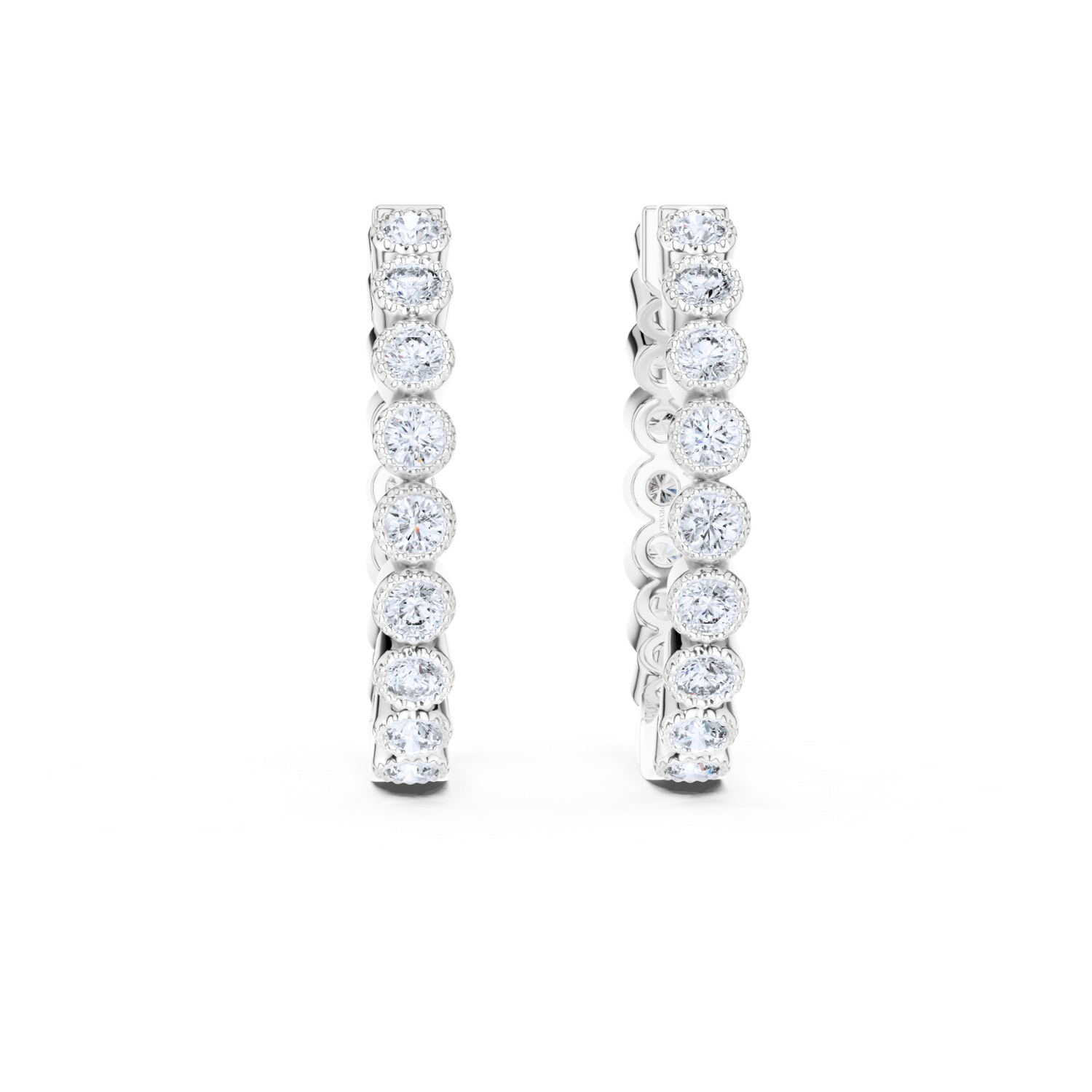 Bezel-Set Diamond Hoop Earrings
