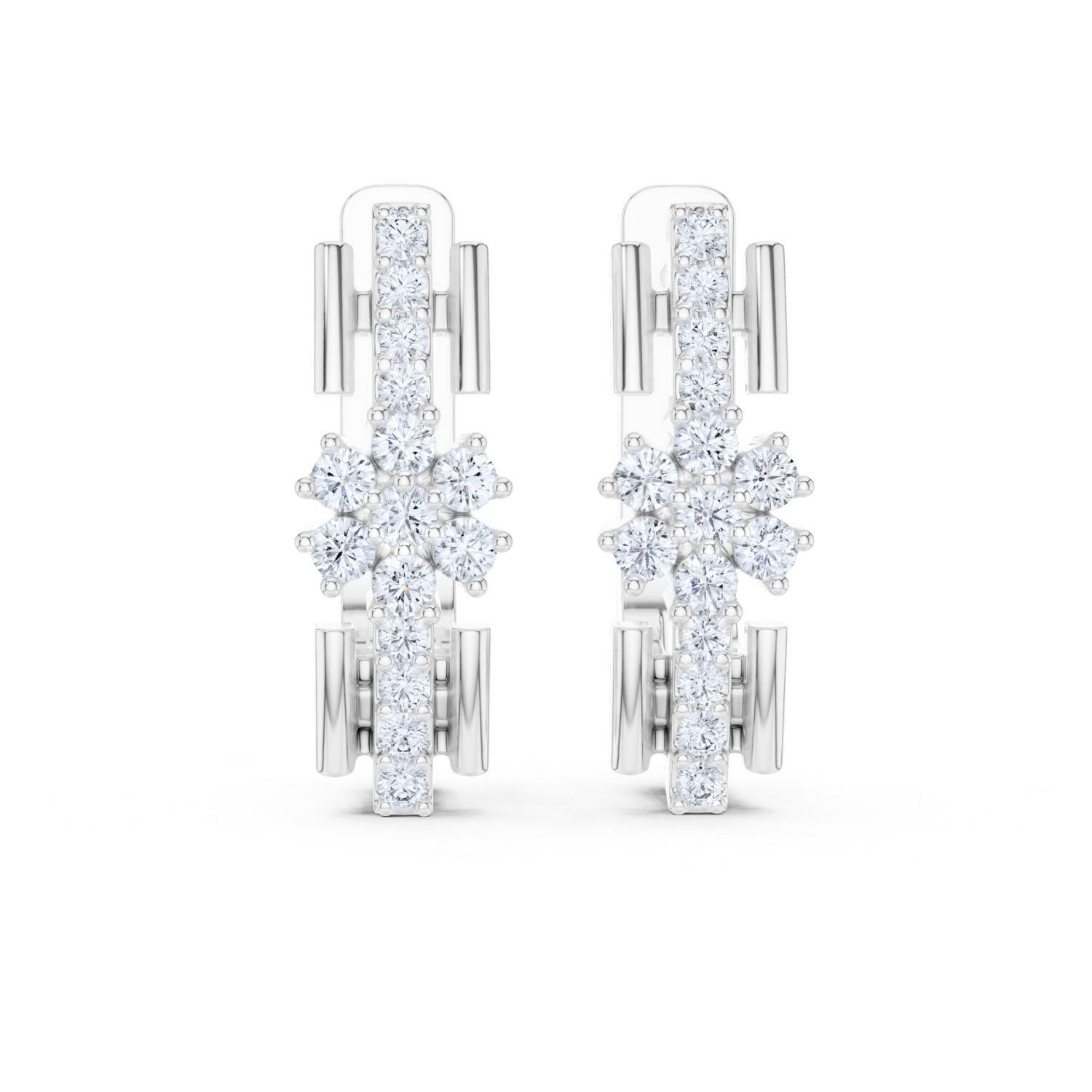 Radiant Snowflake Diamond Huggie Earrings