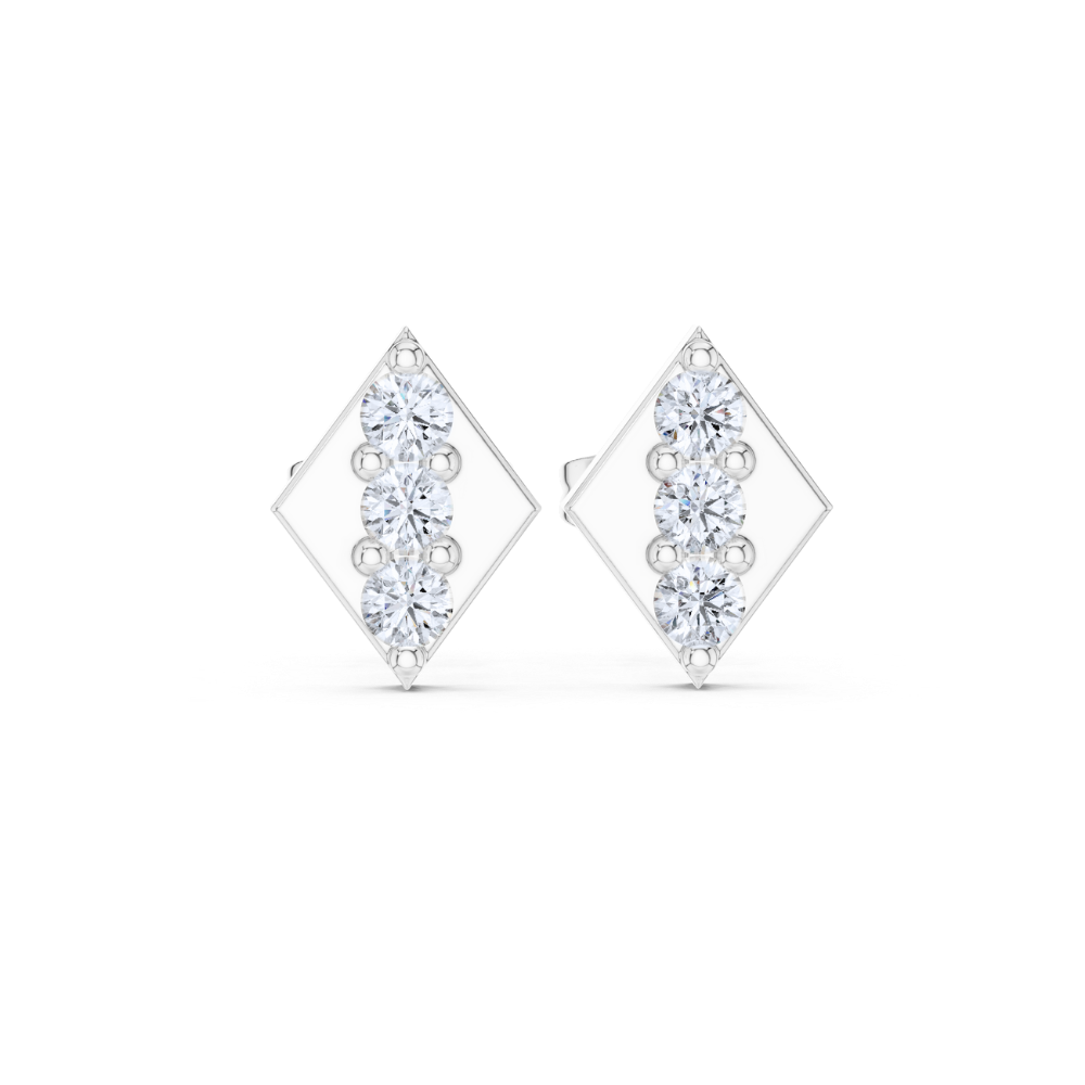 Radiant Rhombus Diamond Stud Earrings
