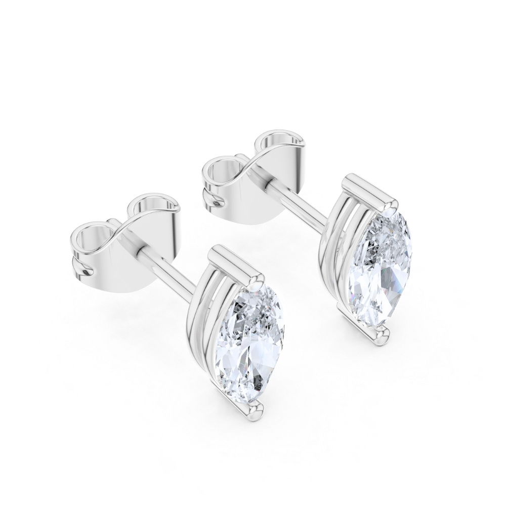 Graceful Two-Prong Solitaire Stud Earrings